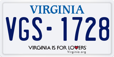 VA license plate VGS1728