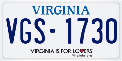 VA license plate VGS1730