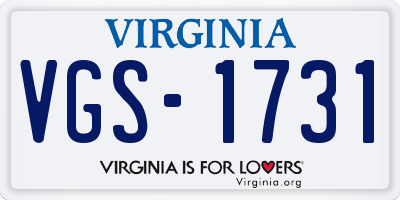 VA license plate VGS1731
