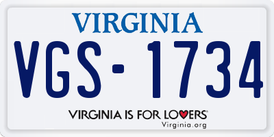 VA license plate VGS1734