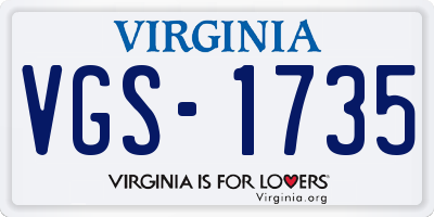 VA license plate VGS1735