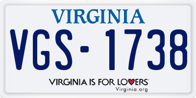 VA license plate VGS1738