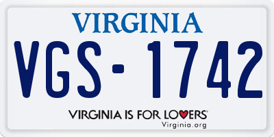VA license plate VGS1742
