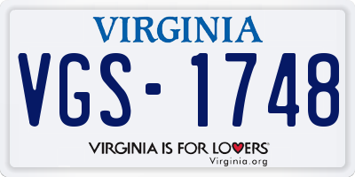 VA license plate VGS1748