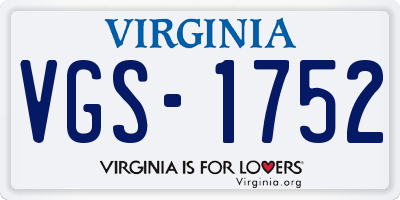VA license plate VGS1752