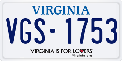 VA license plate VGS1753