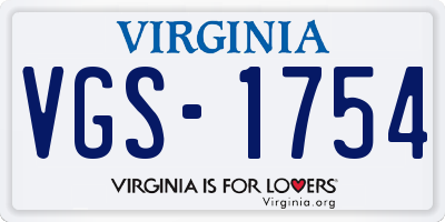VA license plate VGS1754