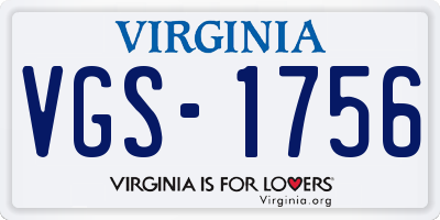 VA license plate VGS1756