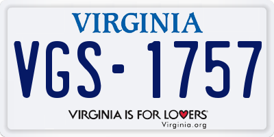 VA license plate VGS1757