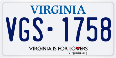 VA license plate VGS1758