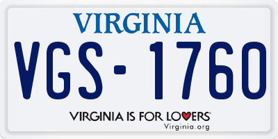 VA license plate VGS1760