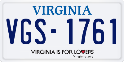 VA license plate VGS1761