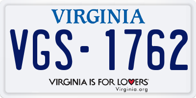 VA license plate VGS1762