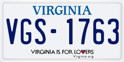 VA license plate VGS1763