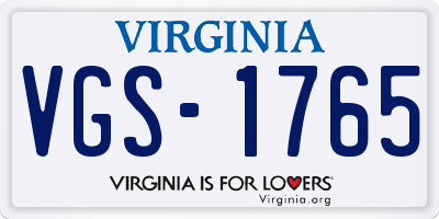 VA license plate VGS1765