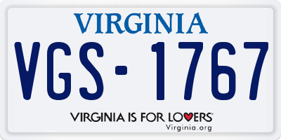 VA license plate VGS1767
