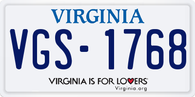 VA license plate VGS1768