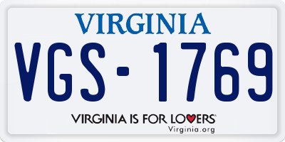 VA license plate VGS1769