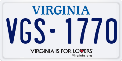 VA license plate VGS1770