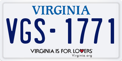 VA license plate VGS1771