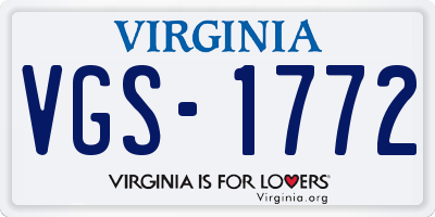 VA license plate VGS1772