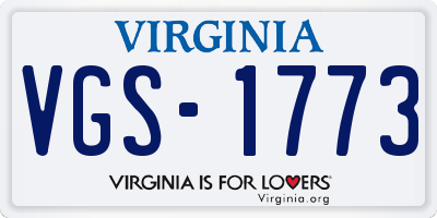 VA license plate VGS1773