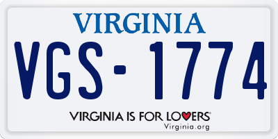 VA license plate VGS1774