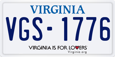 VA license plate VGS1776