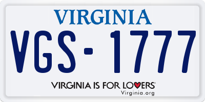 VA license plate VGS1777