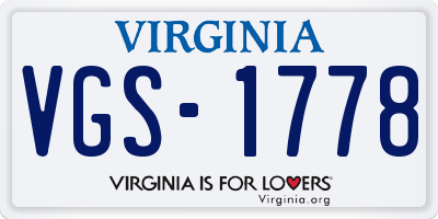 VA license plate VGS1778