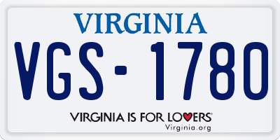 VA license plate VGS1780
