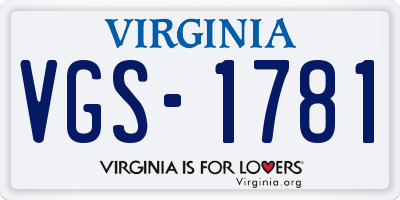 VA license plate VGS1781