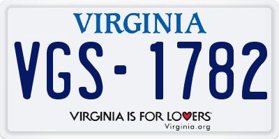 VA license plate VGS1782