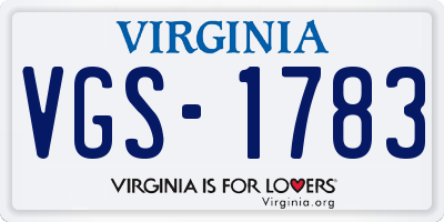 VA license plate VGS1783