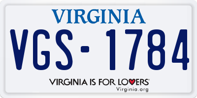 VA license plate VGS1784