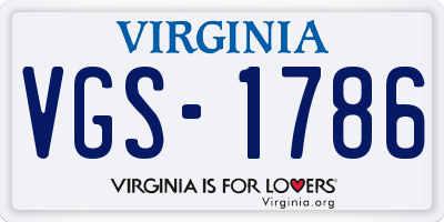 VA license plate VGS1786