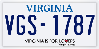 VA license plate VGS1787