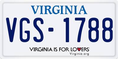 VA license plate VGS1788