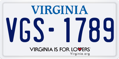VA license plate VGS1789