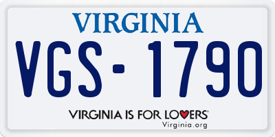 VA license plate VGS1790