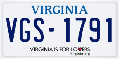 VA license plate VGS1791
