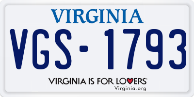 VA license plate VGS1793