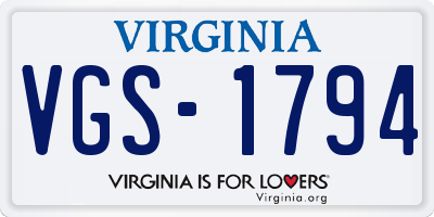 VA license plate VGS1794