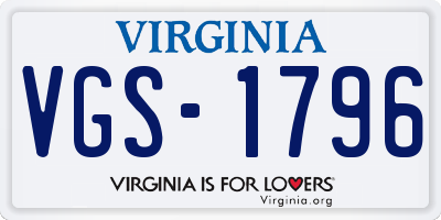 VA license plate VGS1796