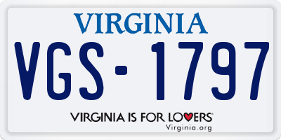 VA license plate VGS1797