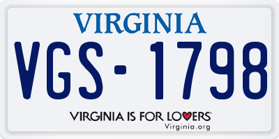 VA license plate VGS1798