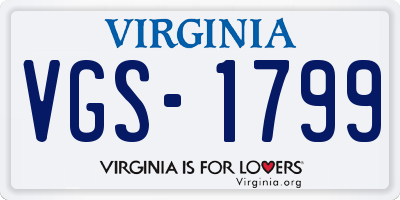 VA license plate VGS1799