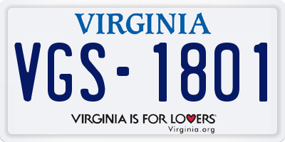 VA license plate VGS1801