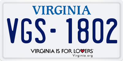 VA license plate VGS1802