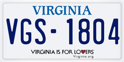 VA license plate VGS1804